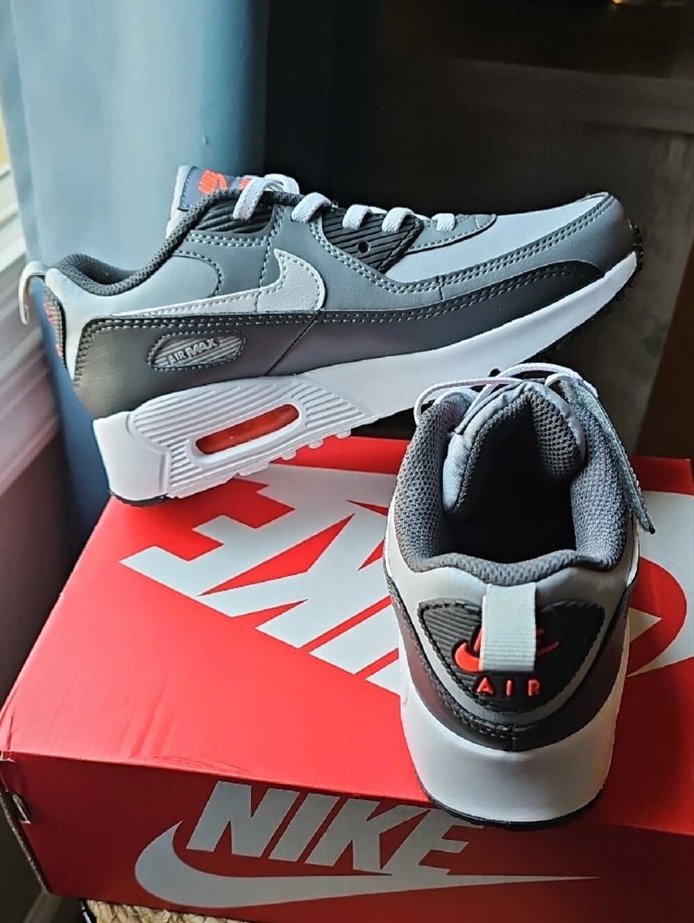 Nike Kids Air Max 90 EasyOn (PS) Wolf Grey/White-Cool Grey - Picture 1 of 4